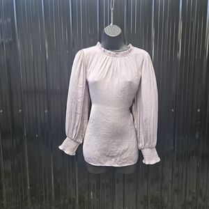 MAISON D,AMELIE Chic Lilac Blouse with Ruffled Neckline